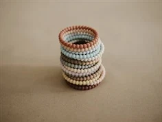 Mushie lilac/cyan/soft peach pearl bidering (3-pak)